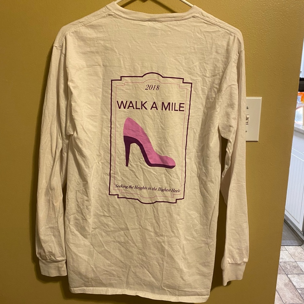 Long sleeve white Alpha Chi Omega Walk a Mile t-shirt - Picture 2 of 6